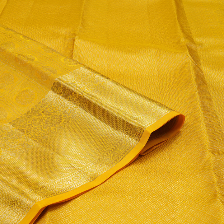 Hayagrivas Handloom Kanjivaram silk saree in Vibrant yellow KBE409E11-1