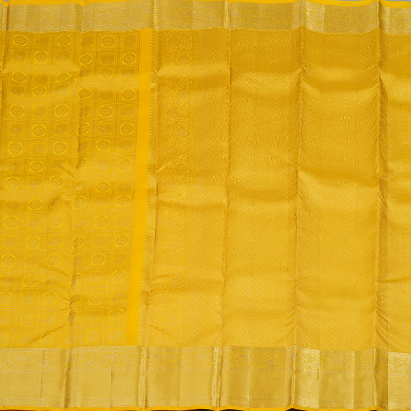 Hayagrivas Handloom Kanjivaram silk saree in Vibrant yellow KBE409E11-1