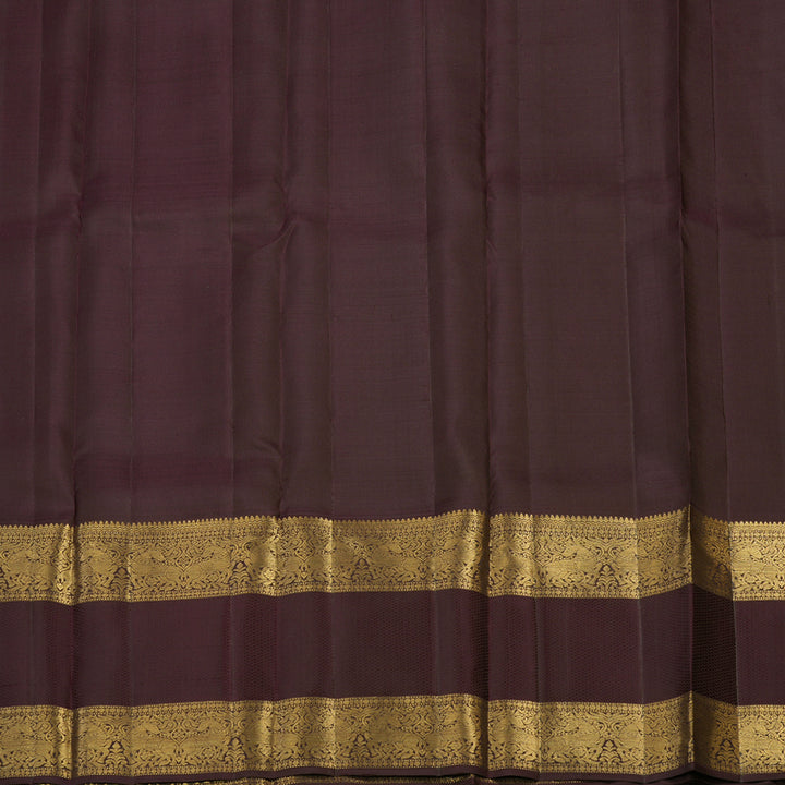 Hayagrivas Handloom Pure Kanjivaram Silk Saree in Stunning Rust Orange KBE409E12-1