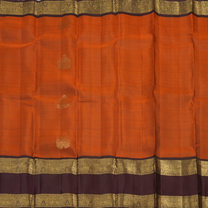 Hayagrivas Handloom Pure Kanjivaram Silk Saree in Stunning Rust Orange KBE409E12-1