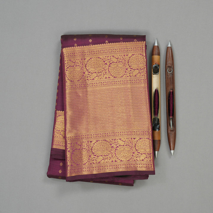 Hayagrivas Handloom Pure Kanjivaram Silk Saree in Vivid Dark Purple KBE409E13-1
