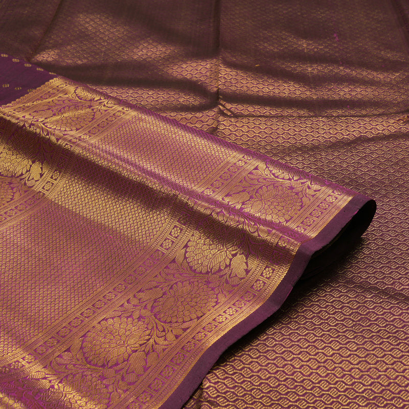 Hayagrivas Handloom Pure Kanjivaram Silk Saree in Vivid Dark Purple KBE409E13-1