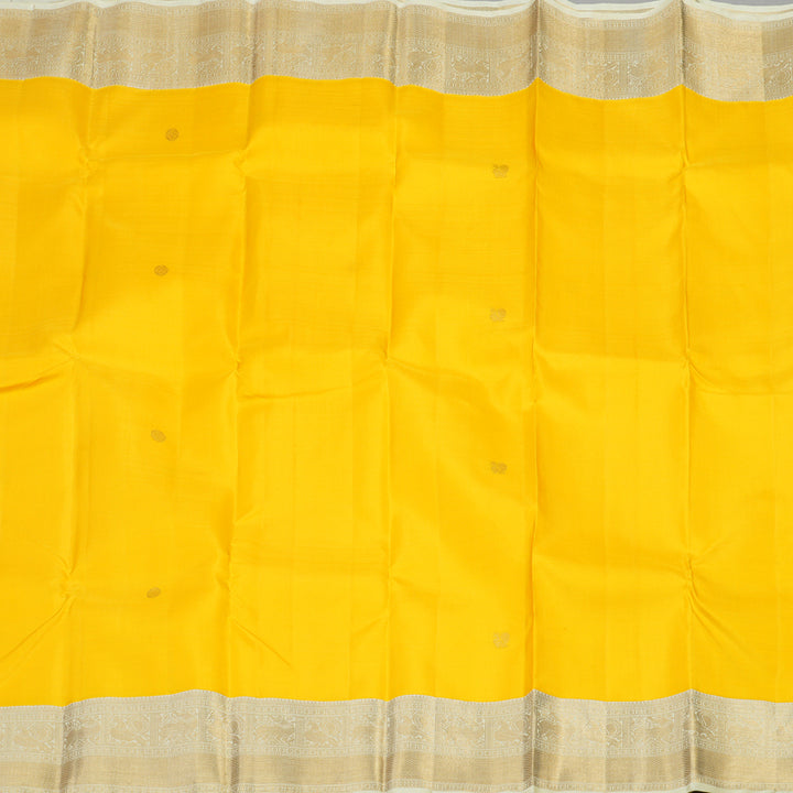 Hayagrivas Handloom Pure Kanjivaram Silk Saree in Sun-kissed Yellow KBE409E14-1