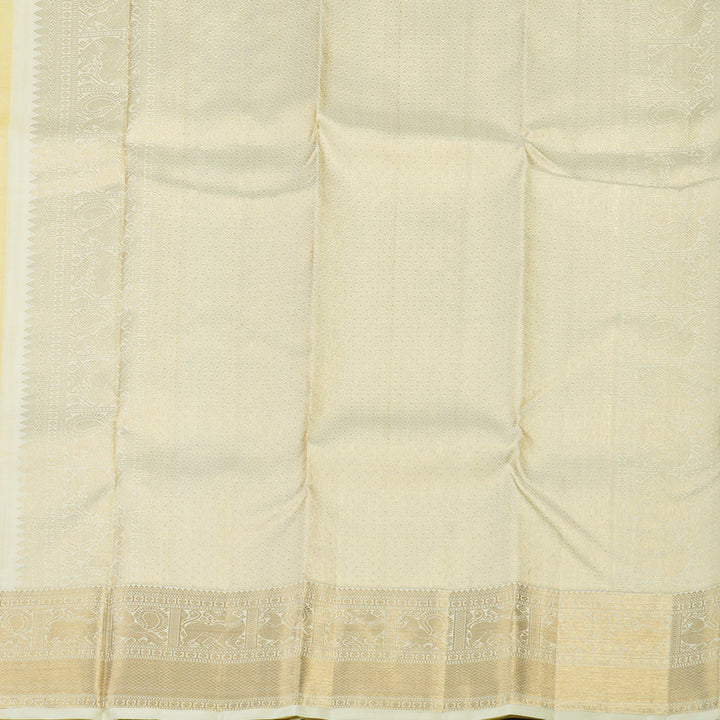 Hayagrivas Handloom Pure Kanjivaram Silk Saree in Sun-kissed Yellow KBE409E14-1