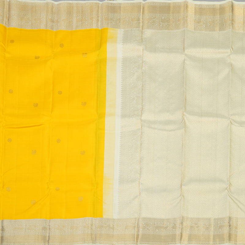 Hayagrivas Handloom Pure Kanjivaram Silk Saree in Sun-kissed Yellow KBE409E14-1