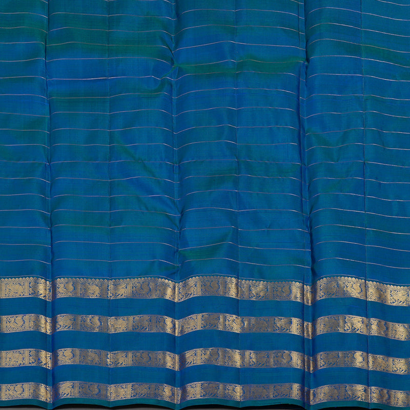 Hayagrivas Handloom Kanjivaram Silk Saree in Peacock Blue KBE409E2-3