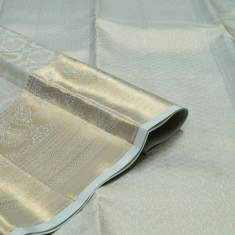 Hayagrivas Handloom Kanjivaram silk saree in Classic Silverish grey KBE409E8-1