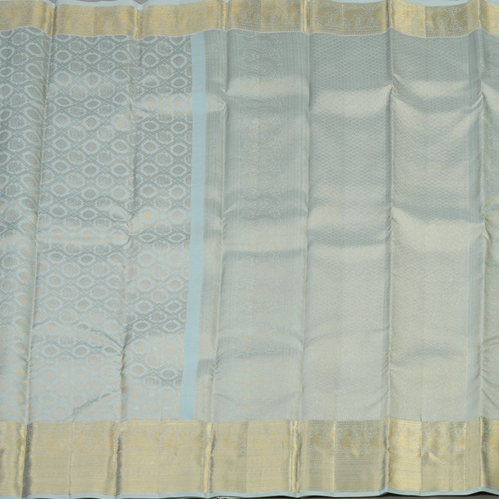 Hayagrivas Handloom Kanjivaram silk saree in Classic Silverish grey KBE409E8-1