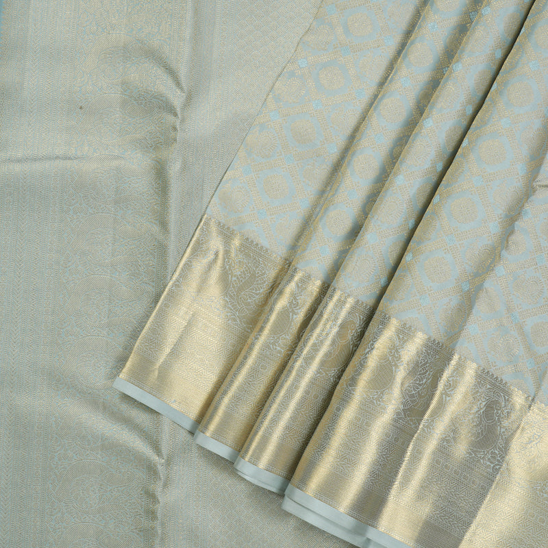 Hayagrivas Handloom Kanjivaram silk saree in Classic Silverish grey KBE409E8-1