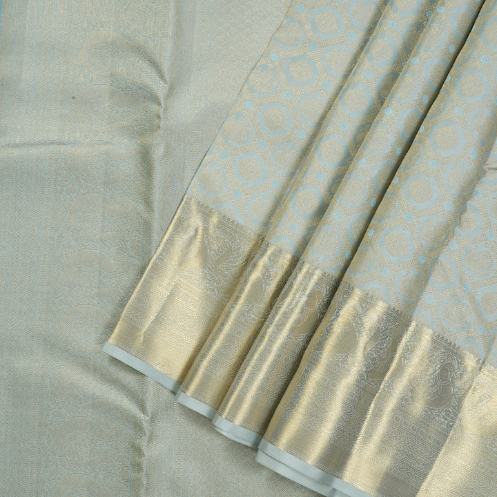 Hayagrivas Handloom Kanjivaram silk saree in Classic Silverish grey KBE409E8-1