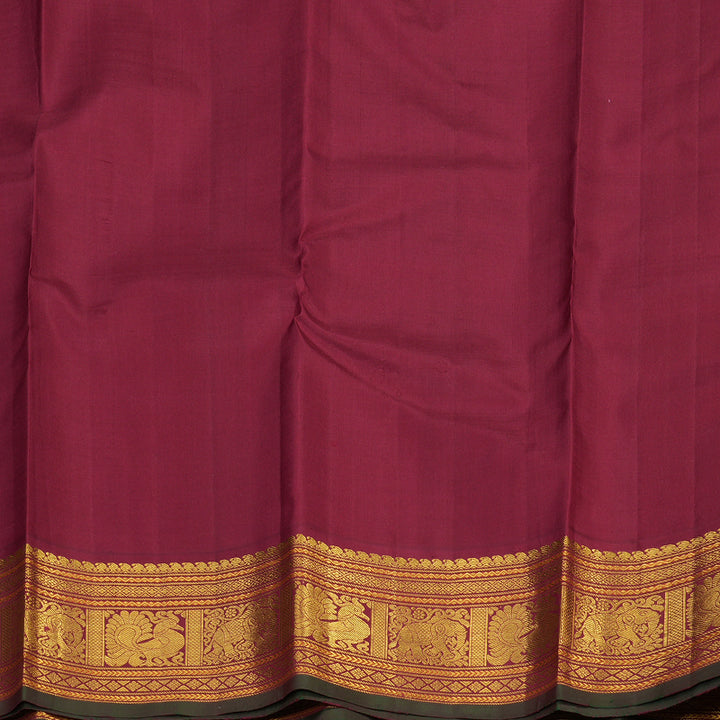 Hayagrivas Half White Handloom Kanjivaram Silk Saree with Maroon Border KBE40D2-2