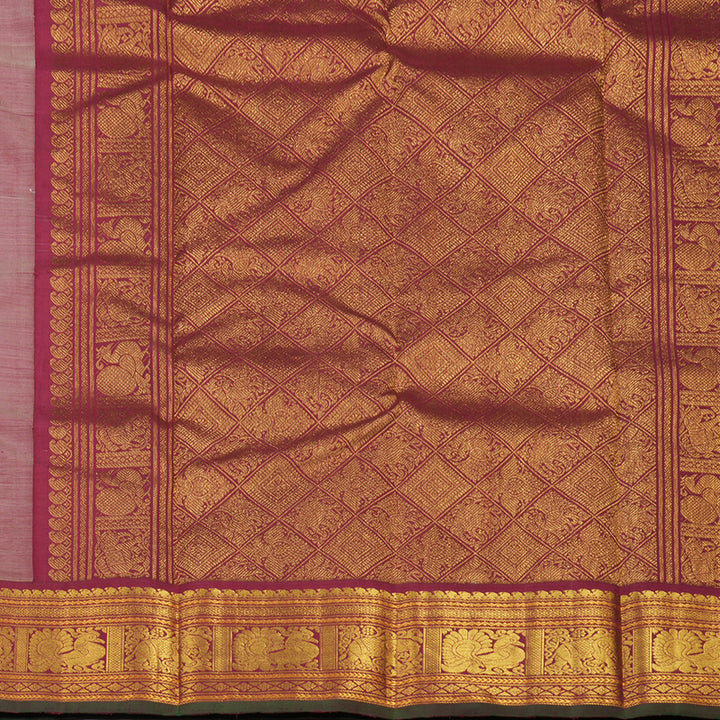 Hayagrivas Half White Handloom Kanjivaram Silk Saree with Maroon Border KBE40D2-2