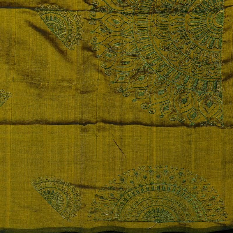 Hayagrivas Handloom Pure Silk Cotton Saree in Deep Mehandi Green HBE40D2-7