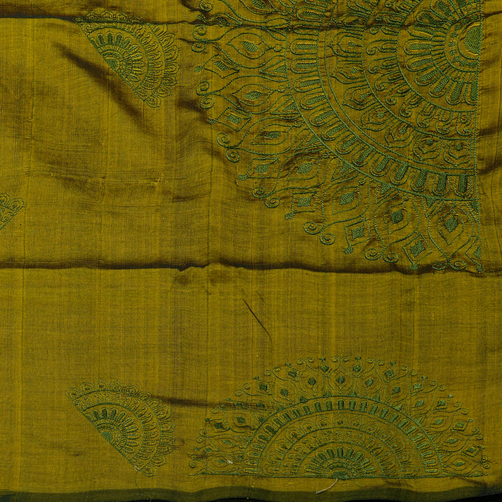 Hayagrivas Handloom Pure Silk Cotton Saree in Deep Mehandi Green HBE40D2-7