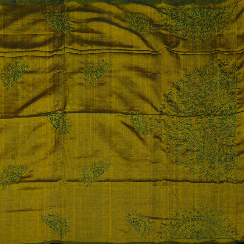 Hayagrivas Handloom Pure Silk Cotton Saree in Deep Mehandi Green HBE40D2-7