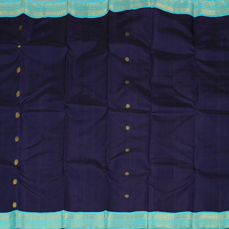Hayagrivas Handloom Kanjivaram Silk Saree in Attention-grabbing Dark Navy Blue KBE40D3-3