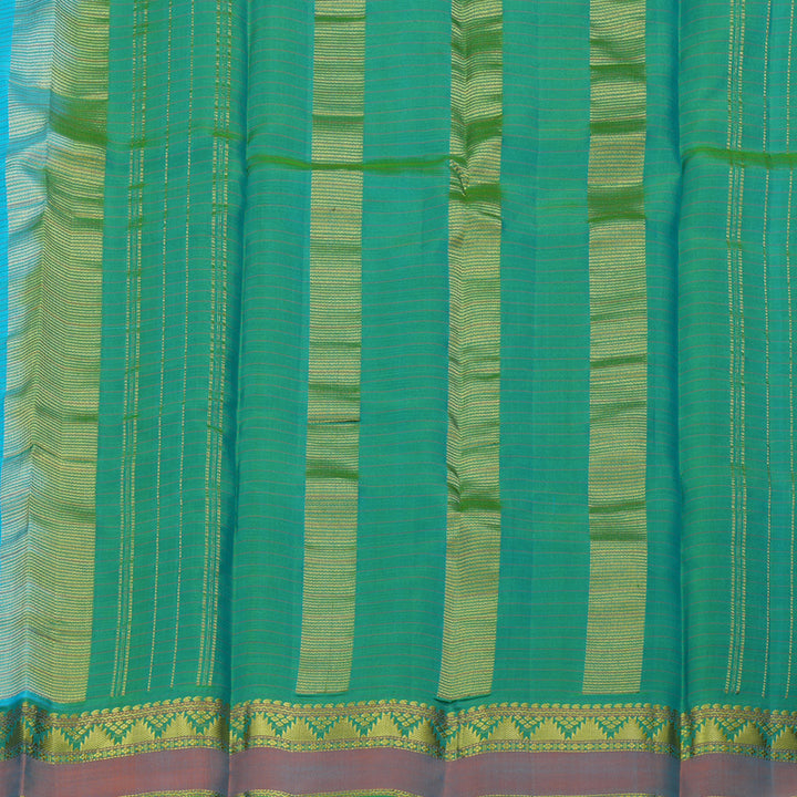 Hayagrivas handloom kanjivaram silk saree in Sky blue with sea green KBE410E1-20