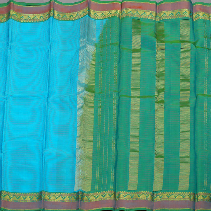 Hayagrivas handloom kanjivaram silk saree in Sky blue with sea green KBE410E1-20