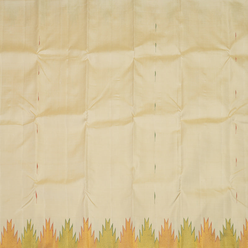 Hayagrivas Handloom Kanjivaram Silk Saree in Sandal with Temple Border KBE414E1-1