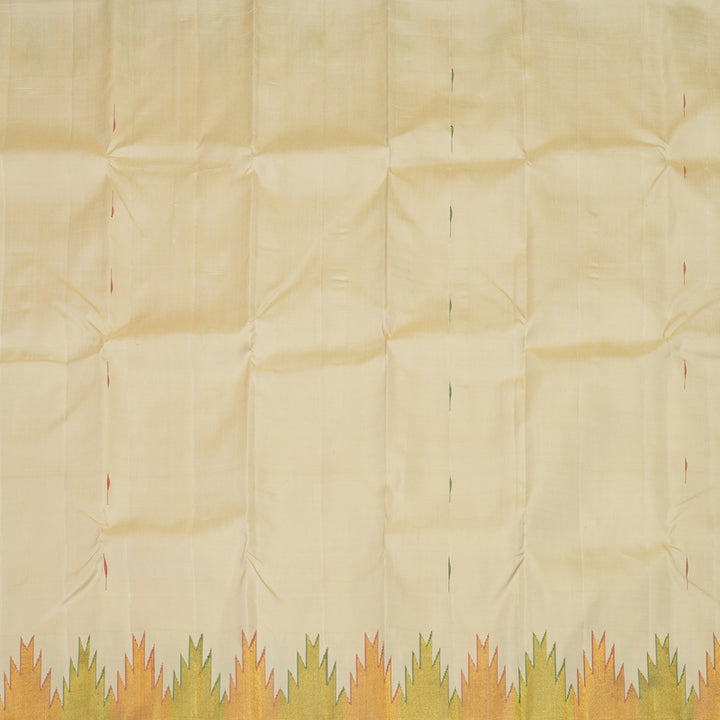 Hayagrivas Handloom Kanjivaram Silk Saree in Sandal with Temple Border KBE414E1-1