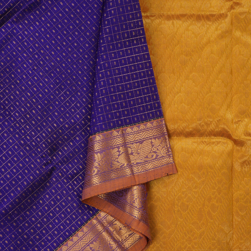 Hayagrivas Pure Silk Cotton Saree in Purple with Mustard Yellow KBE415E1-2
