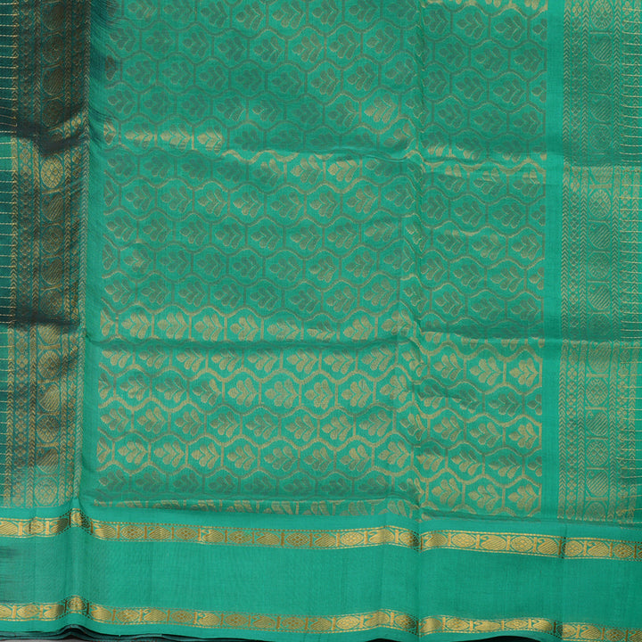 Hayagrivas Pure Silk Cotton saree in Dark Brown with Aqua Blue KBE415E10-1