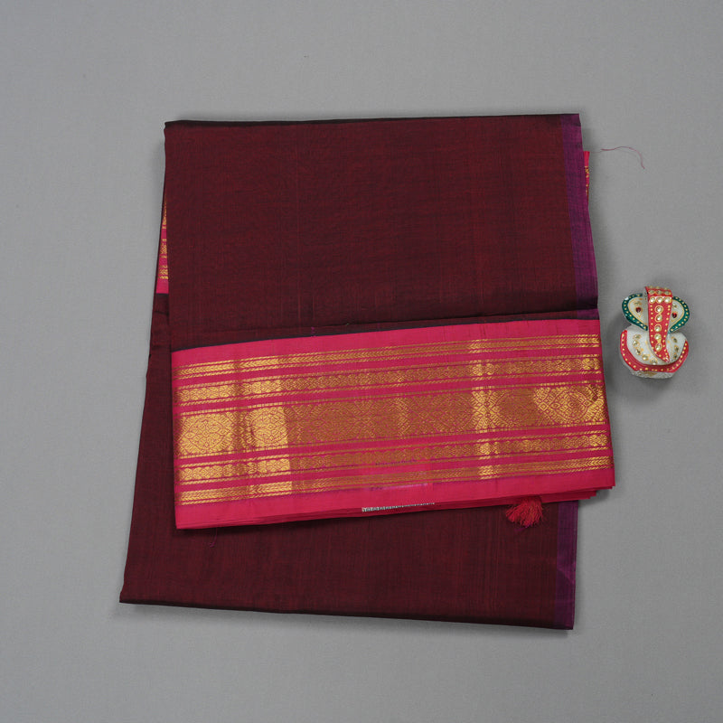 Hayagrivas Handloom Pure Silk Cotton Saree in Opulent Wine Maroon KBE415E11-14