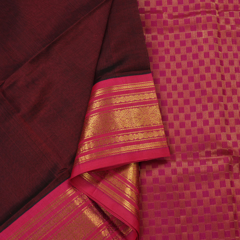 Hayagrivas Handloom Pure Silk Cotton Saree in Opulent Wine Maroon KBE415E11-14