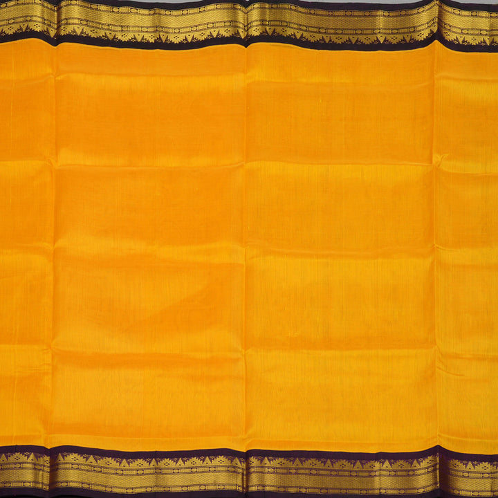 Hayagrivas Pure Silk Cotton saree in Mango Yellow with Deep Purple KBE415E11-17