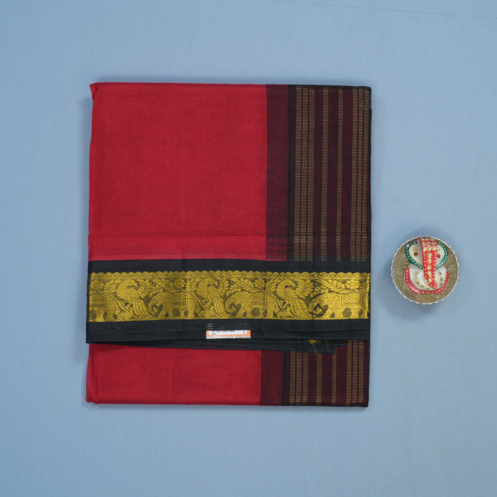 Hayagrivas Red Pure Silk Cotton Saree KBE415E11-2