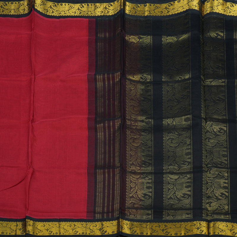 Hayagrivas Red Pure Silk Cotton Saree KBE415E11-2