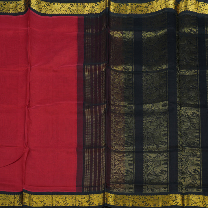 Hayagrivas Red Pure Silk Cotton Saree KBE415E11-2