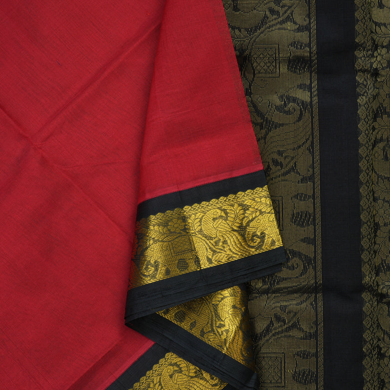 Hayagrivas Red Pure Silk Cotton Saree KBE415E11-2