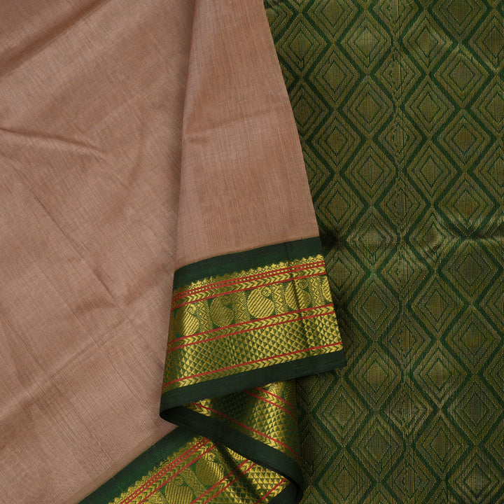 Hayagrivas Handloom Pure Silk Cotton Saree in Graceful Sandal Beige KBE415E11-24