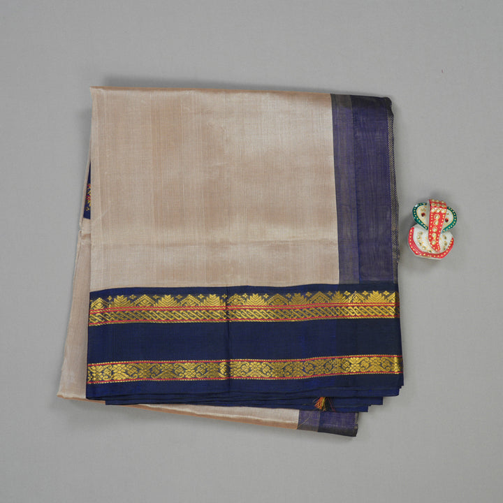 Hayagrivas Pure Silk Cotton Saree in Beige with Purplish Blue KBE415E11-9