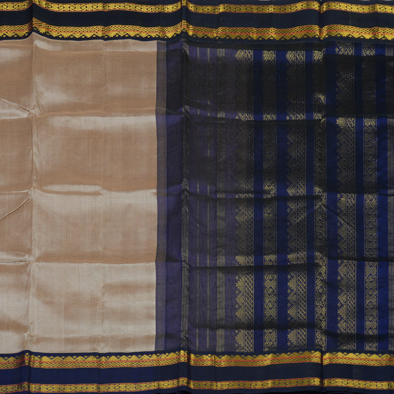 Hayagrivas Pure Silk Cotton Saree in Beige with Purplish Blue KBE415E11-9