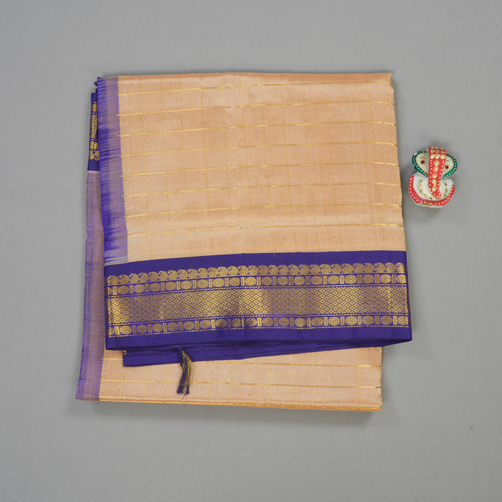 Hayagrivas Pure Silk Cotton saree in Sandal with Purple KBE415E6-3