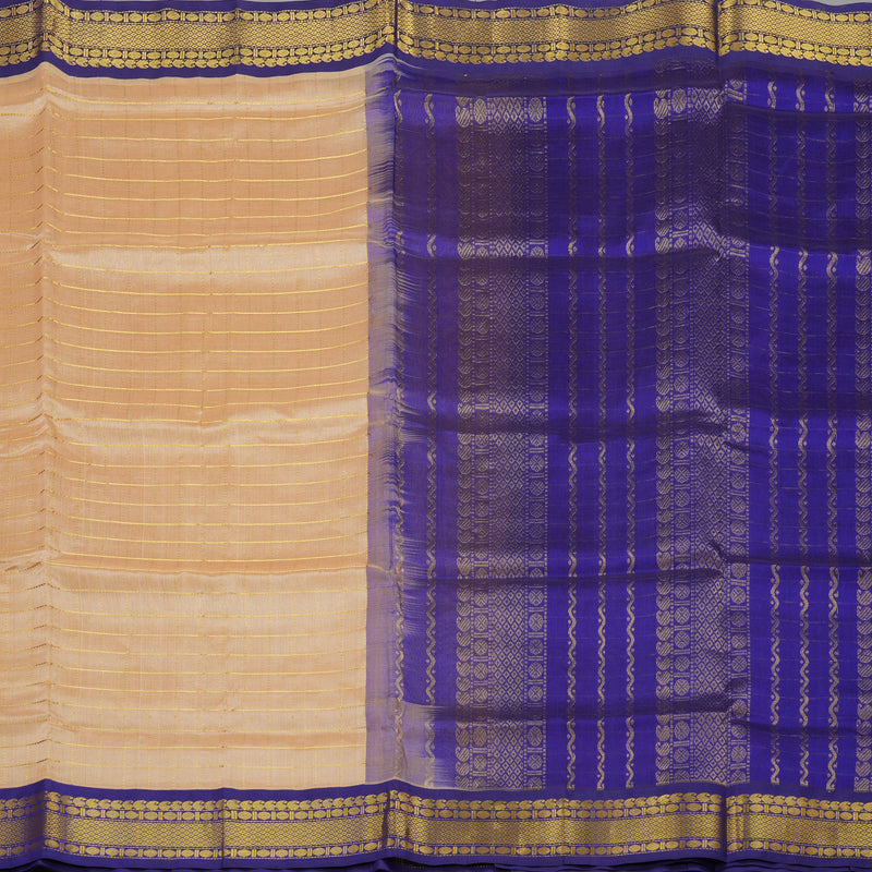 Hayagrivas Pure Silk Cotton saree in Sandal with Purple KBE415E6-3