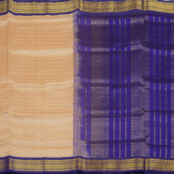 Hayagrivas Pure Silk Cotton saree in Sandal with Purple KBE415E6-3