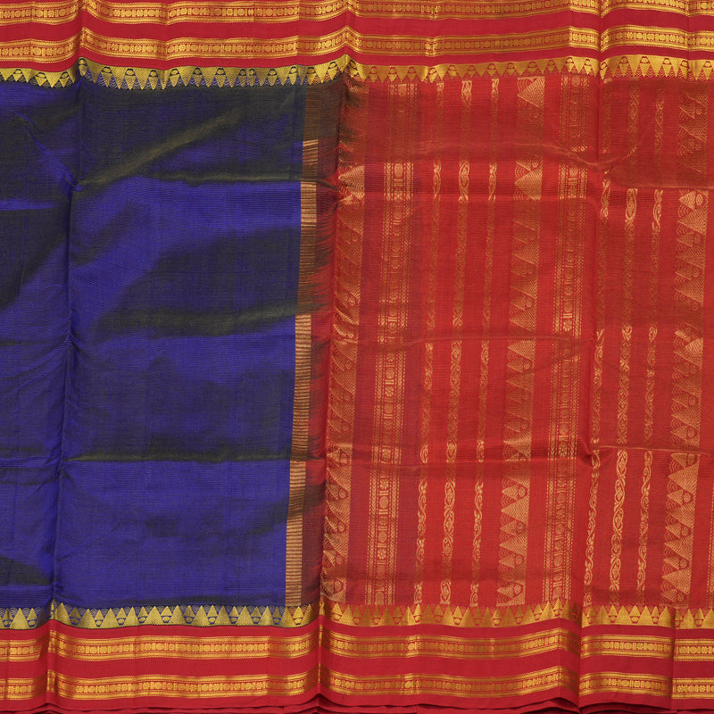 Hayagrivas Handloom Pure Silk Cotton Saree in Bold-toned Blue KBE415E7-2