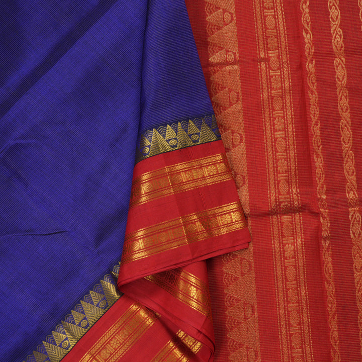 Hayagrivas Handloom Pure Silk Cotton Saree in Bold-toned Blue KBE415E7-2