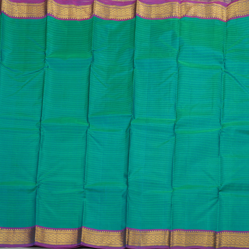 Hayagrivas Handloom kanjivaram silk saree in sea blue stripes with purple KBE418E1-14