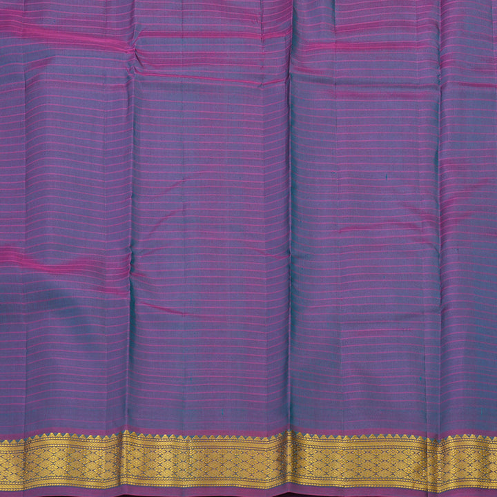 Hayagrivas Handloom kanjivaram silk saree in Dark sky blue with purple KBE418E1-37
