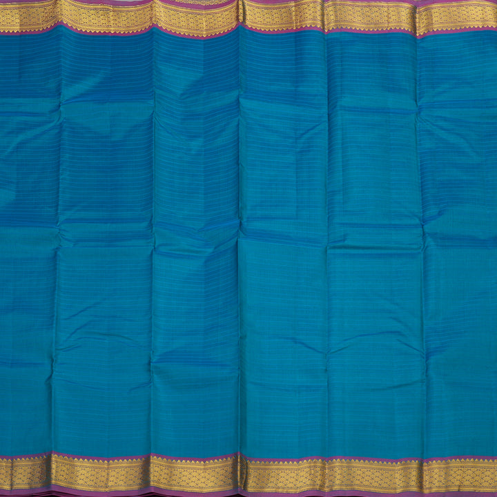 Hayagrivas Handloom kanjivaram silk saree in Dark sky blue with purple KBE418E1-37