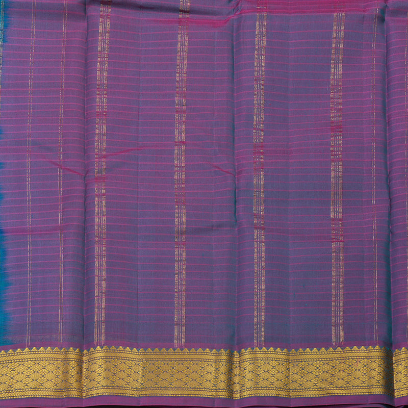 Hayagrivas Handloom kanjivaram silk saree in Dark sky blue with purple KBE418E1-37