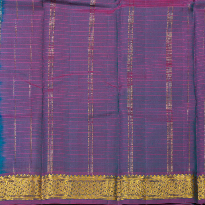 Hayagrivas Handloom kanjivaram silk saree in Dark sky blue with purple KBE418E1-37