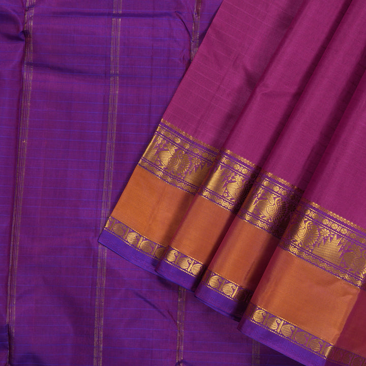 Hayagrivas Handloom kanjivaram silk saree in Purplish pink with purple  KBE418E1-38