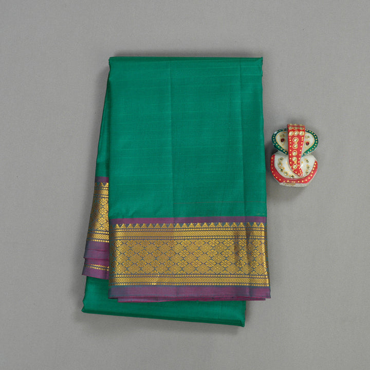 Hayagrivas Handloom kanjivaram silk saree in teal green with purple KBE418E1-46