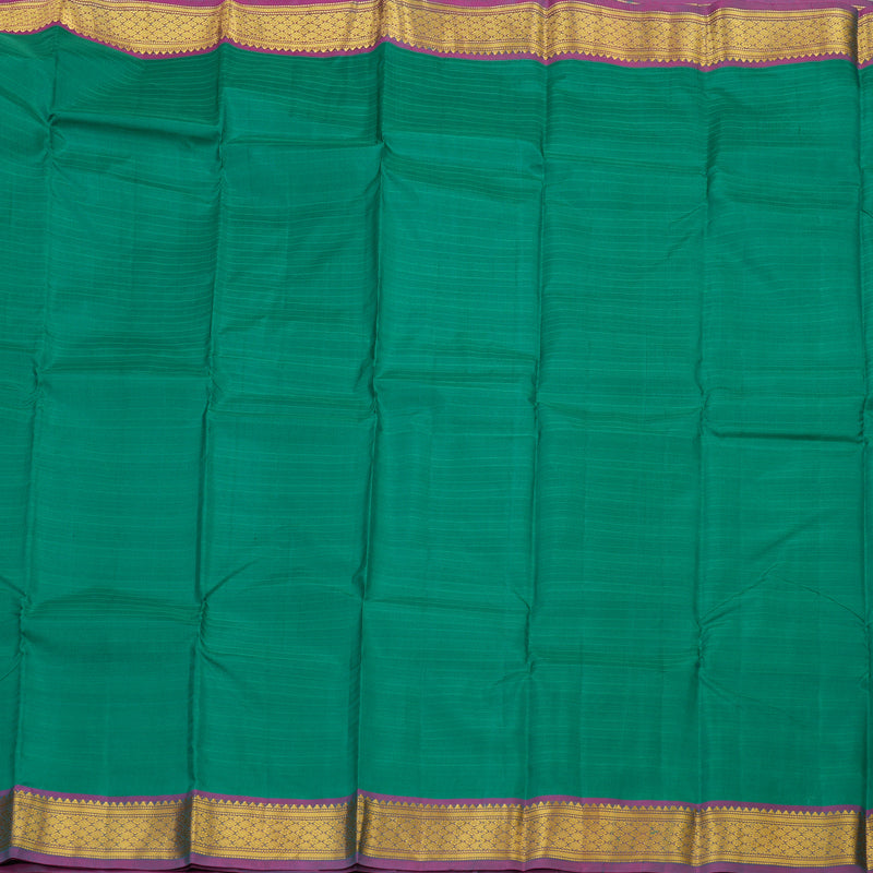 Hayagrivas Handloom kanjivaram silk saree in teal green with purple KBE418E1-46