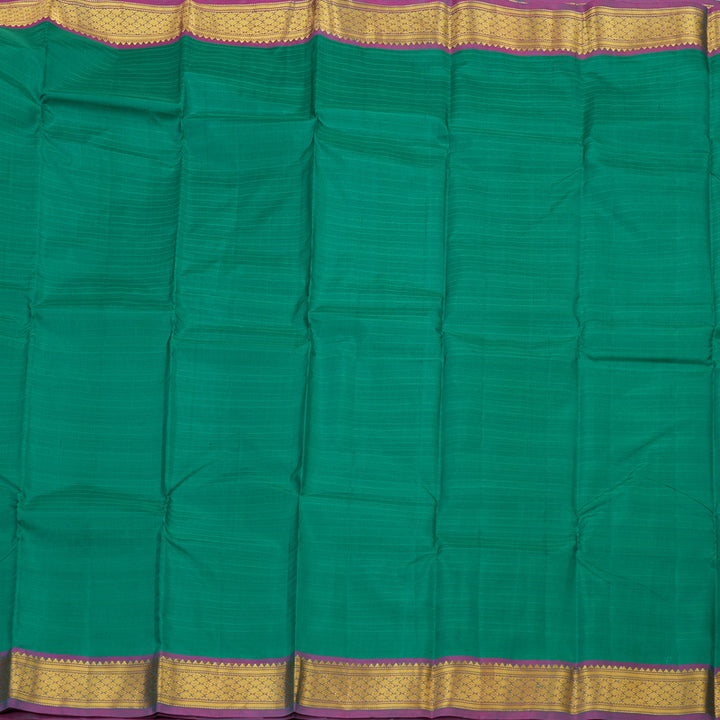 Hayagrivas Handloom kanjivaram silk saree in teal green with purple KBE418E1-46